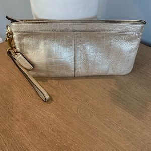 Coach gold metallic clutch or wristlet